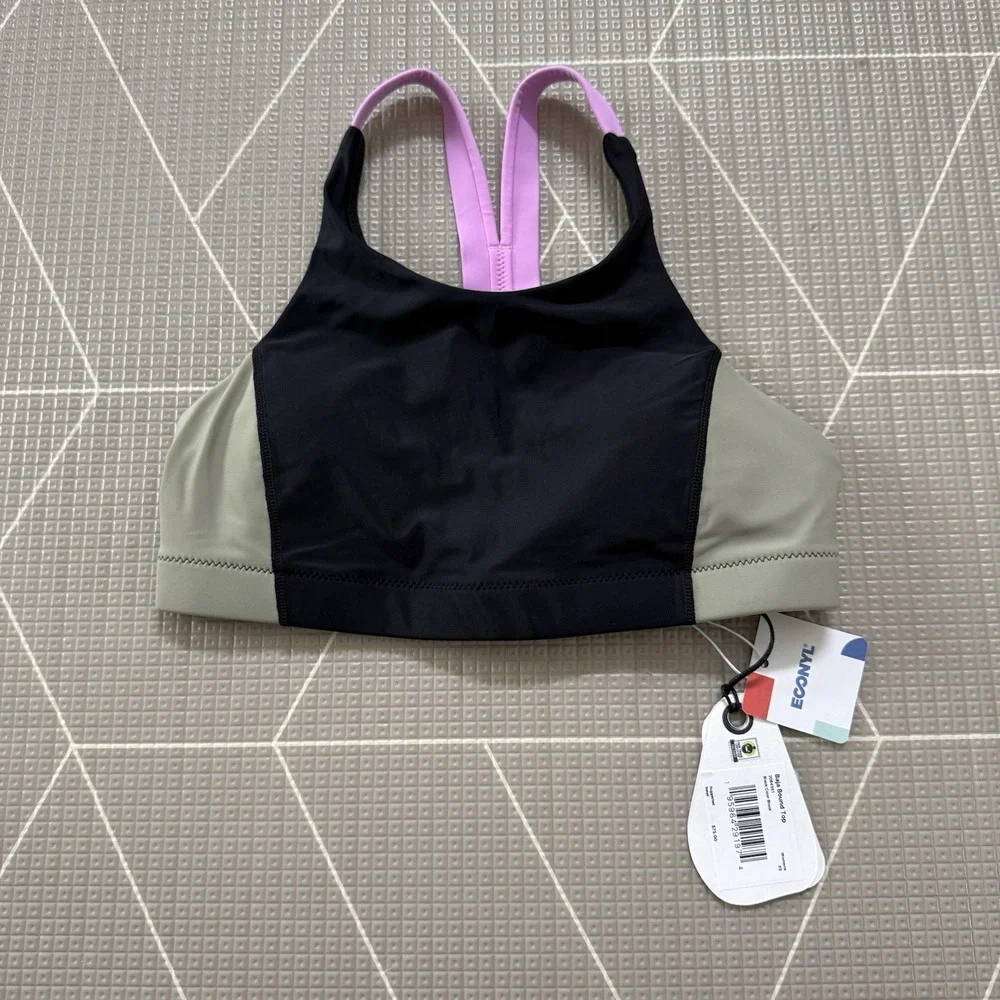 NEW Prana Baja Bound Top Women's‎ XS Black Color Block Sport Bra Swim Top